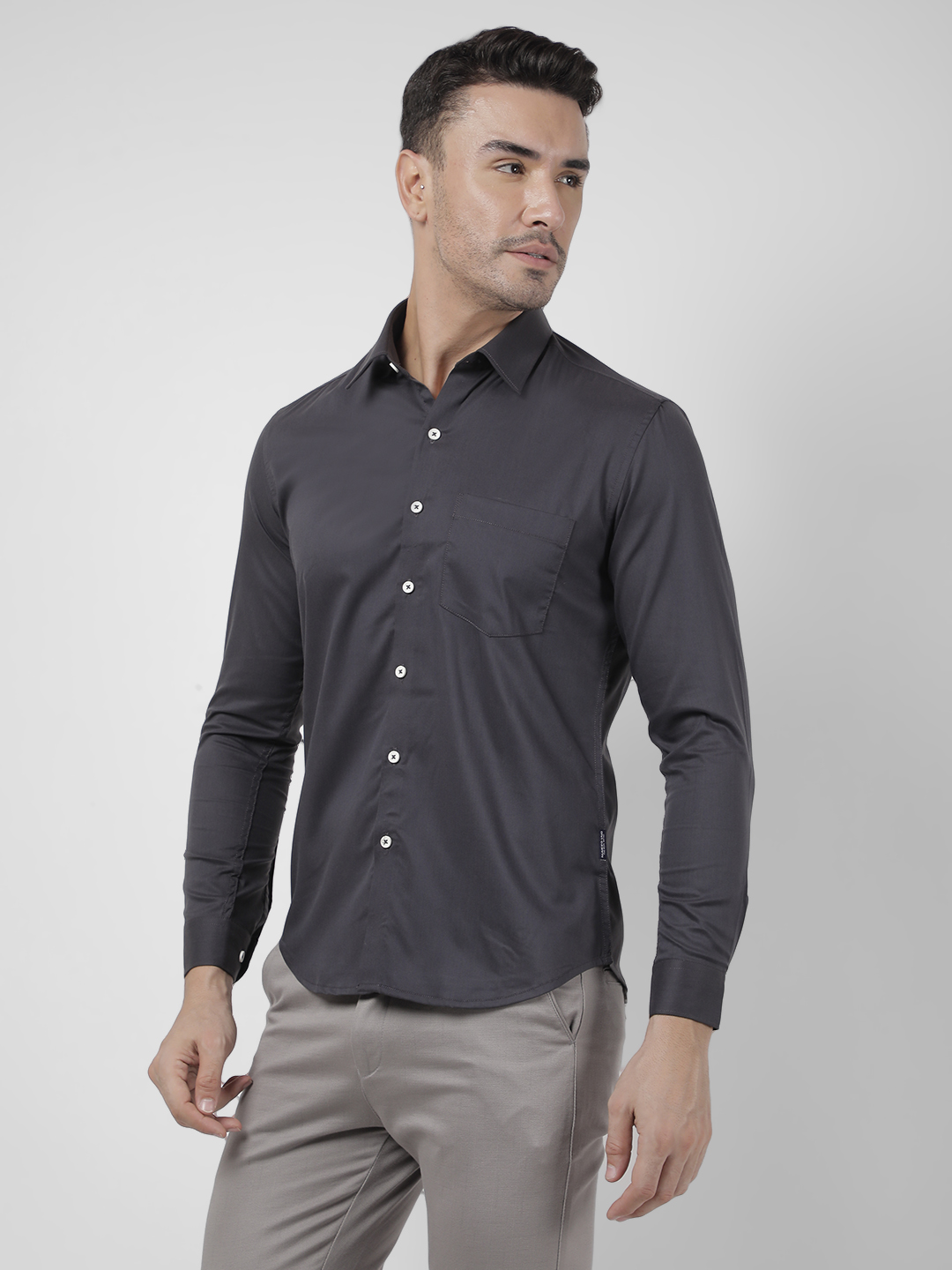 Numero Uno Men SOLID Dark Grey Shirt
